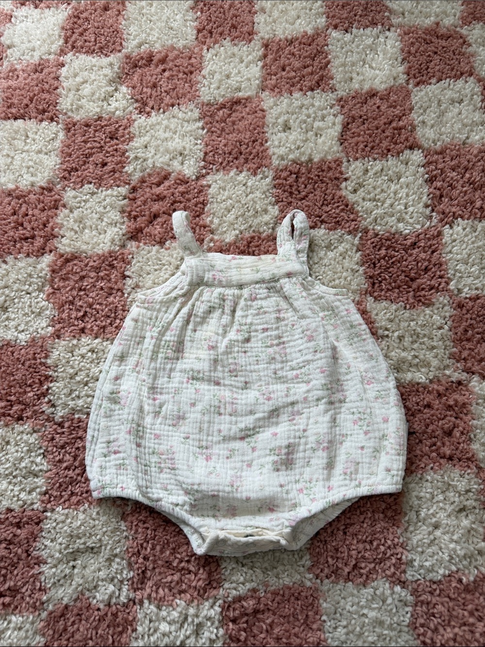 Shabby Chic White Floral Muslin Baby Romper